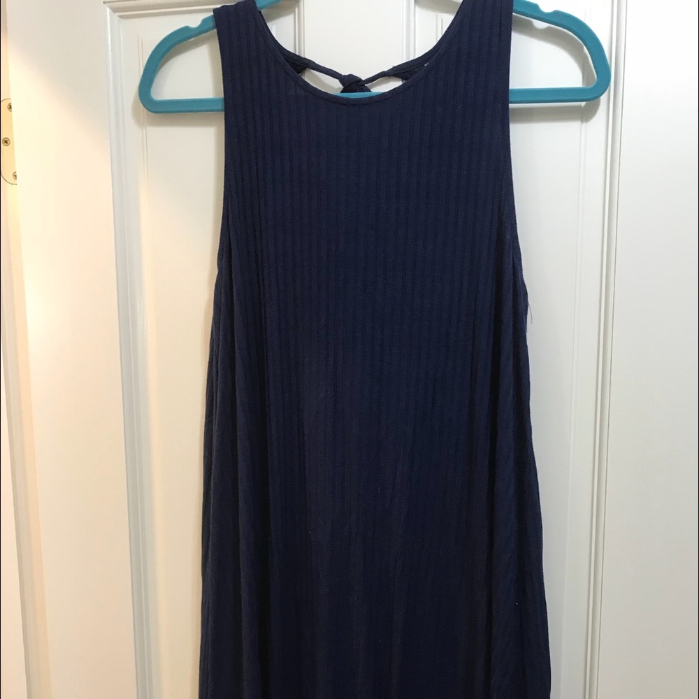 Navy blue dress with ties in the back